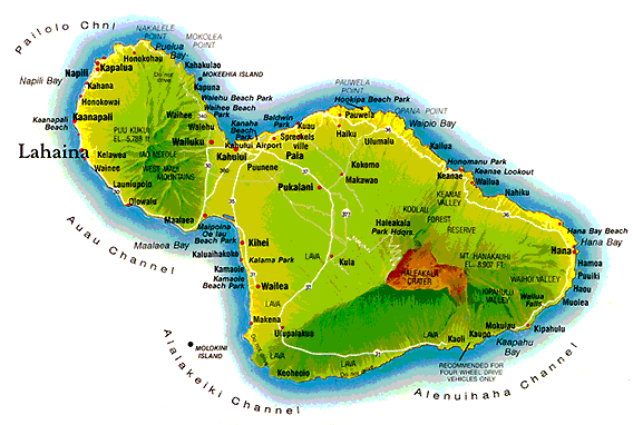 This beautifully detailed map of Maui takes a few minutes to load, please be patient.